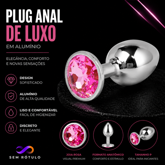 Plug Anal de Luxo em Alumínio - Tamanho P - Rosa