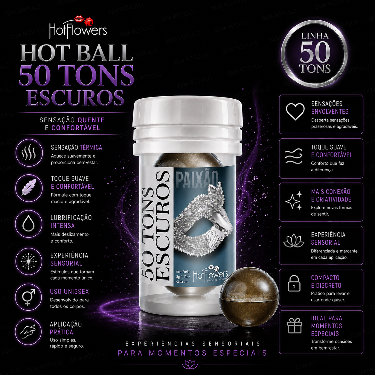 Hot Ball Excitante 50 Tons Escuro - 2Un - Hot Flowers