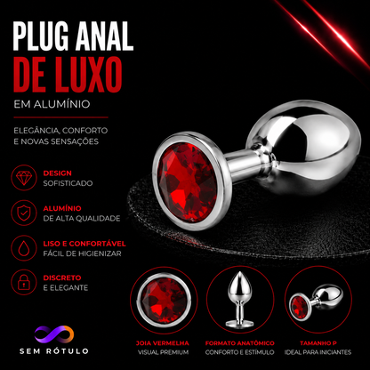 Plug Anal de Luxo em Alumínio - Tamanho P - Vermelha