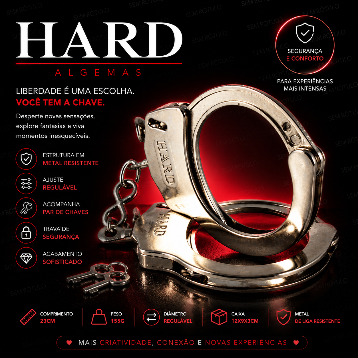 Algema em Metal Hard Com Chave - Cromada