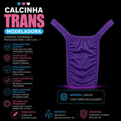 Calcinha Trans Tanga para Aquendar – TAM P - Roxa