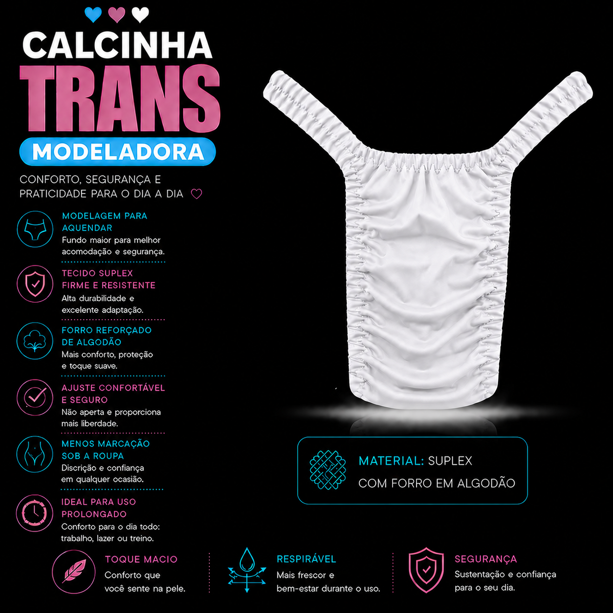 Calcinha Trans Tanga para Aquendar  – TAM P - Branca