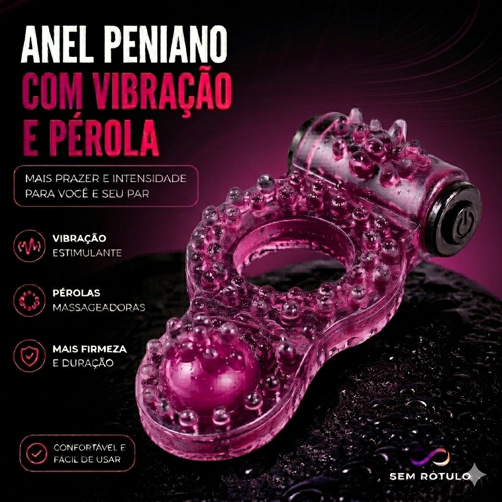 Anel Peniano com Vibração e Pérola Roxo