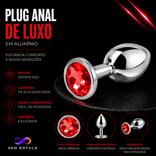 Plug Anal de Luxo em Alumínio - Tamanho M - Vermelha