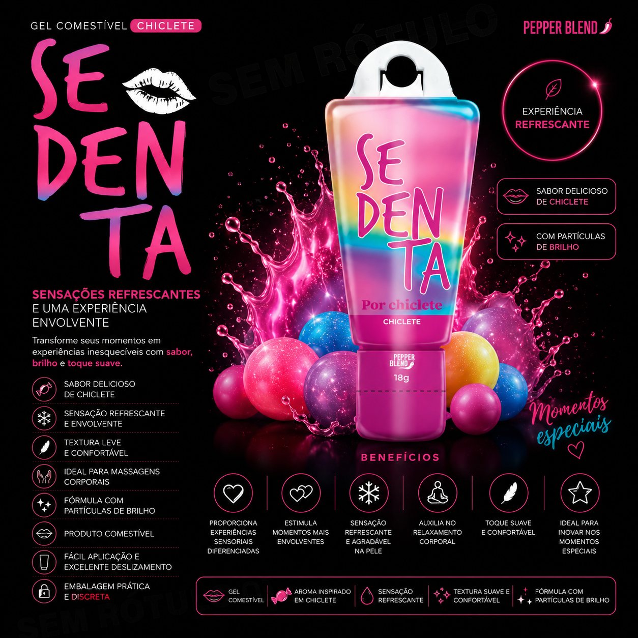 Gel Comestível Sedenta Por Chiclete - Pepper Blend