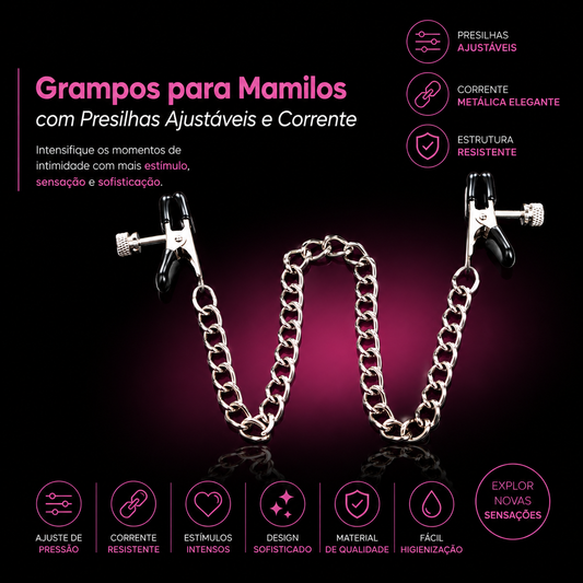 Grampos Para Seios em Metal com Presilhas Ajustáveis - Vip Mix