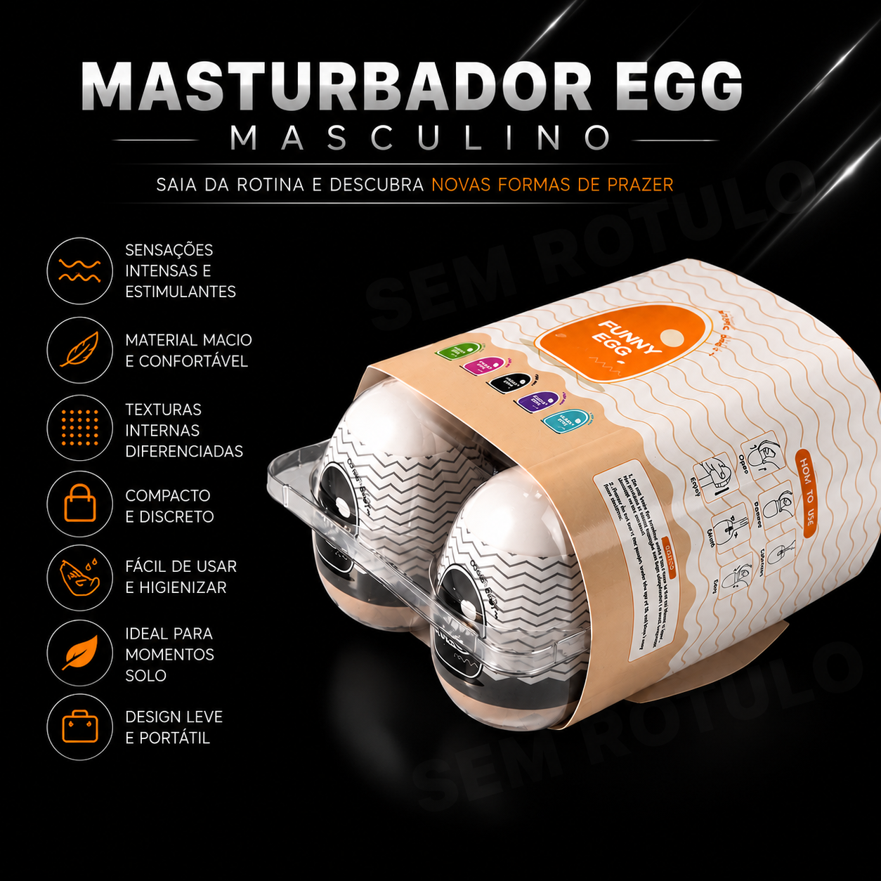 Kit 6 Masturbadores Masculino Egg Cyberskin - 5 Modelos Diferentes