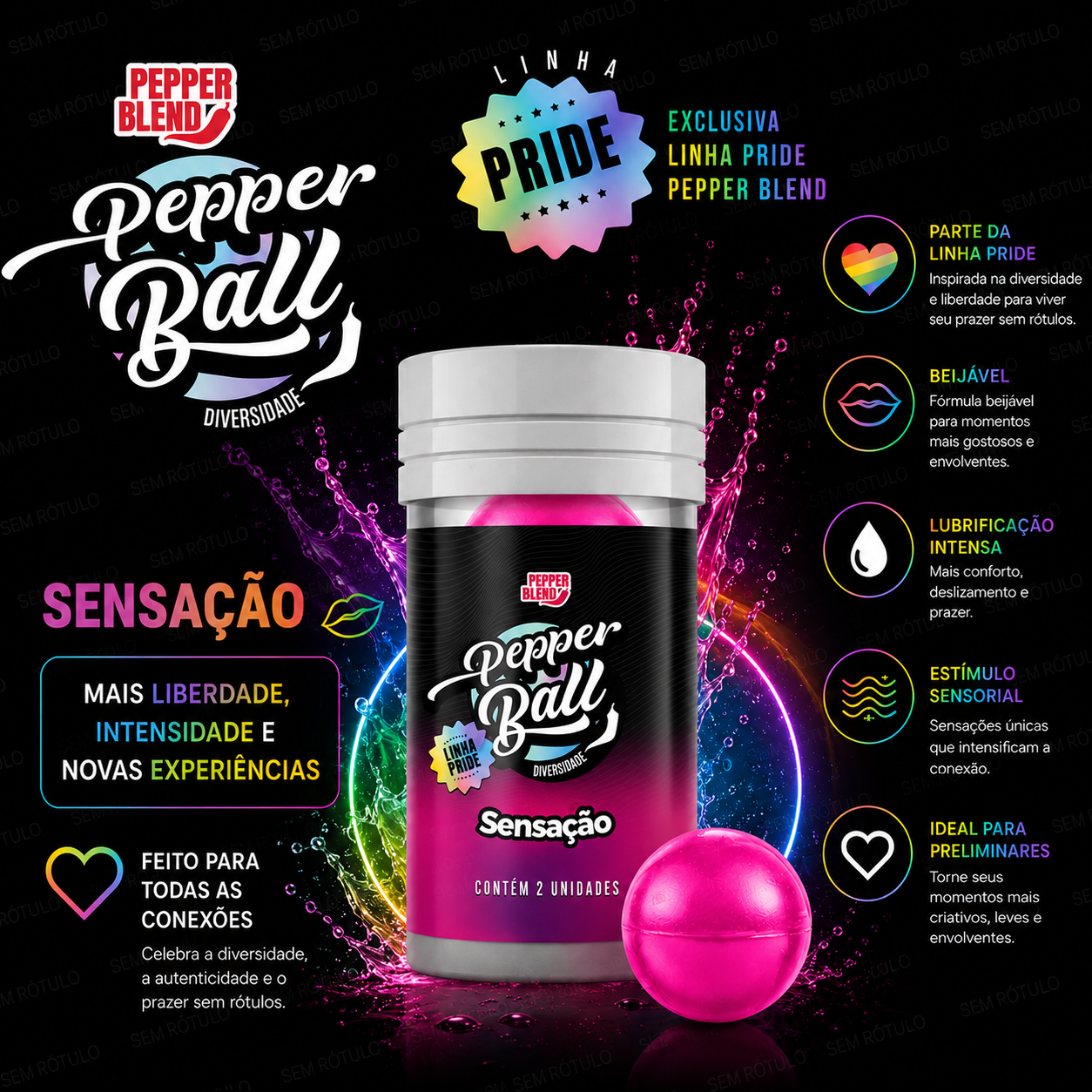 Hot Ball Excitante Sensação Linha Pride - 2Un - Pepper Blend