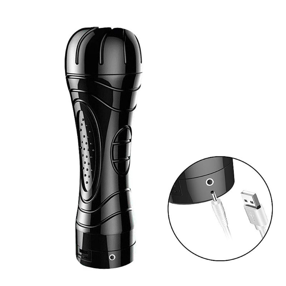 Masturbador Recarregável Masculino Vagina Com Vibração e Lanterna - 25cm x 7,8cm
