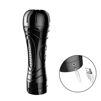Masturbador Recarregável Masculino Vagina Com Vibração e Lanterna - 25cm x 7,8cm