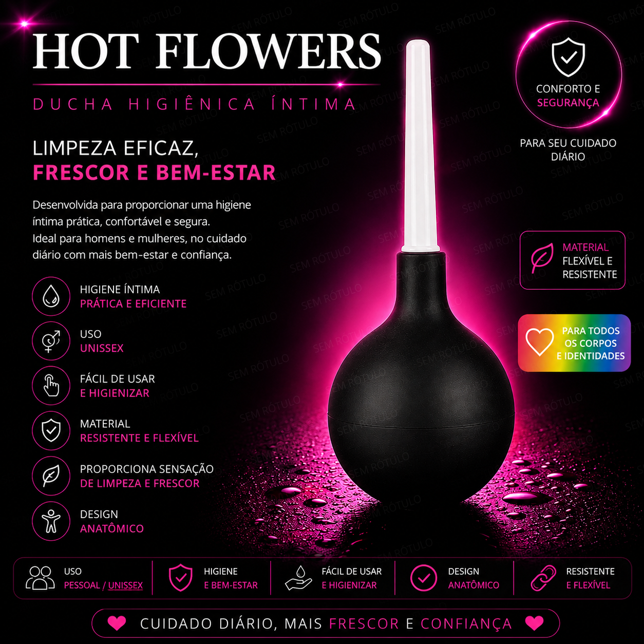 Ducha Intima Higienica Silicone 200ml - Hot Flowers