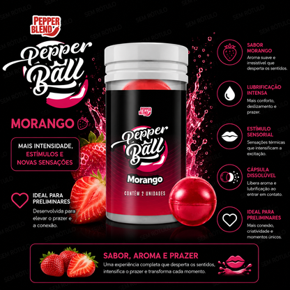 Hot Ball Excitante Morango - 2Un - Pepper Blend