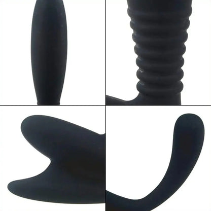 Estimulador de Próstata Duplo em Silicone Preto - Aphrodisia