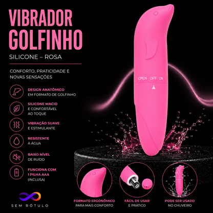 Vibrador Golfinho Silicone Premium À Prova Dágua - Rosa