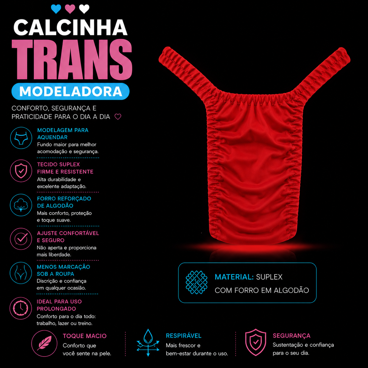 Calcinha Trans Tanga para Aquendar – TAM M - Vermelha