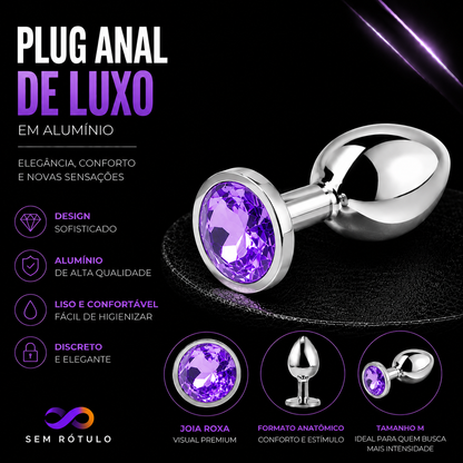 Plug Anal de Luxo em Alumínio - Tamanho M - Roxa