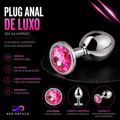 Plug Anal de Luxo em Alumínio - Tamanho M - Rosa