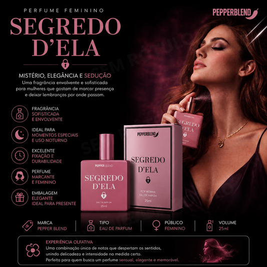 Perfume Feminino Segredo D'ela Edp Sedutor Alta Fixação - Pepper Blend