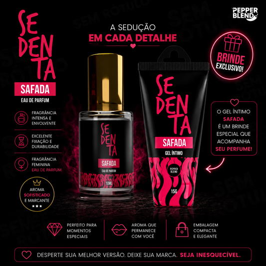 Perfume Feminino EDP Sedenta Safada 10ml + Gel Excitante Picante - Pepper Blend