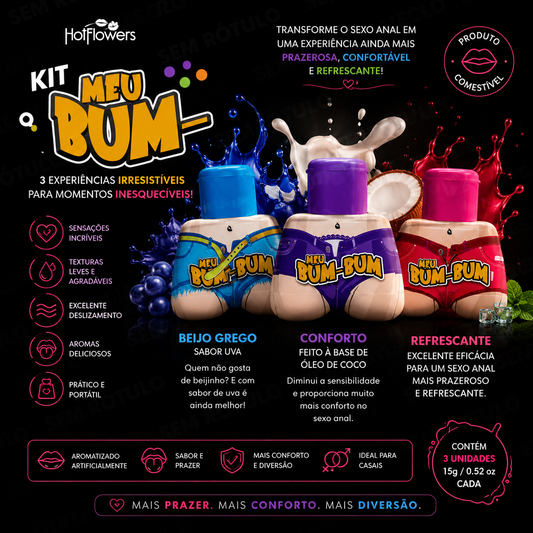 Kit Meu Bum-Bum Com Beijo Grego Lubrificante e Conforto - Hot Flowers