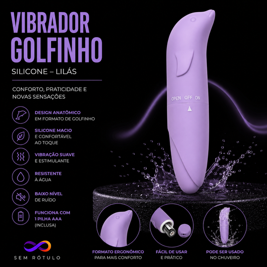 Vibrador Golfinho Silicone Premium À Prova Dágua - Lilás