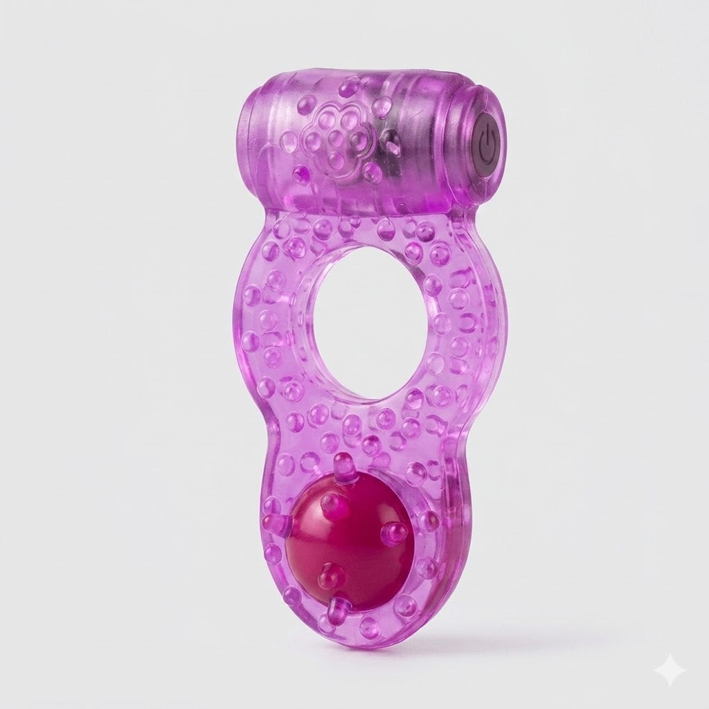 Anel Peniano com Vibração e Pérola Roxo