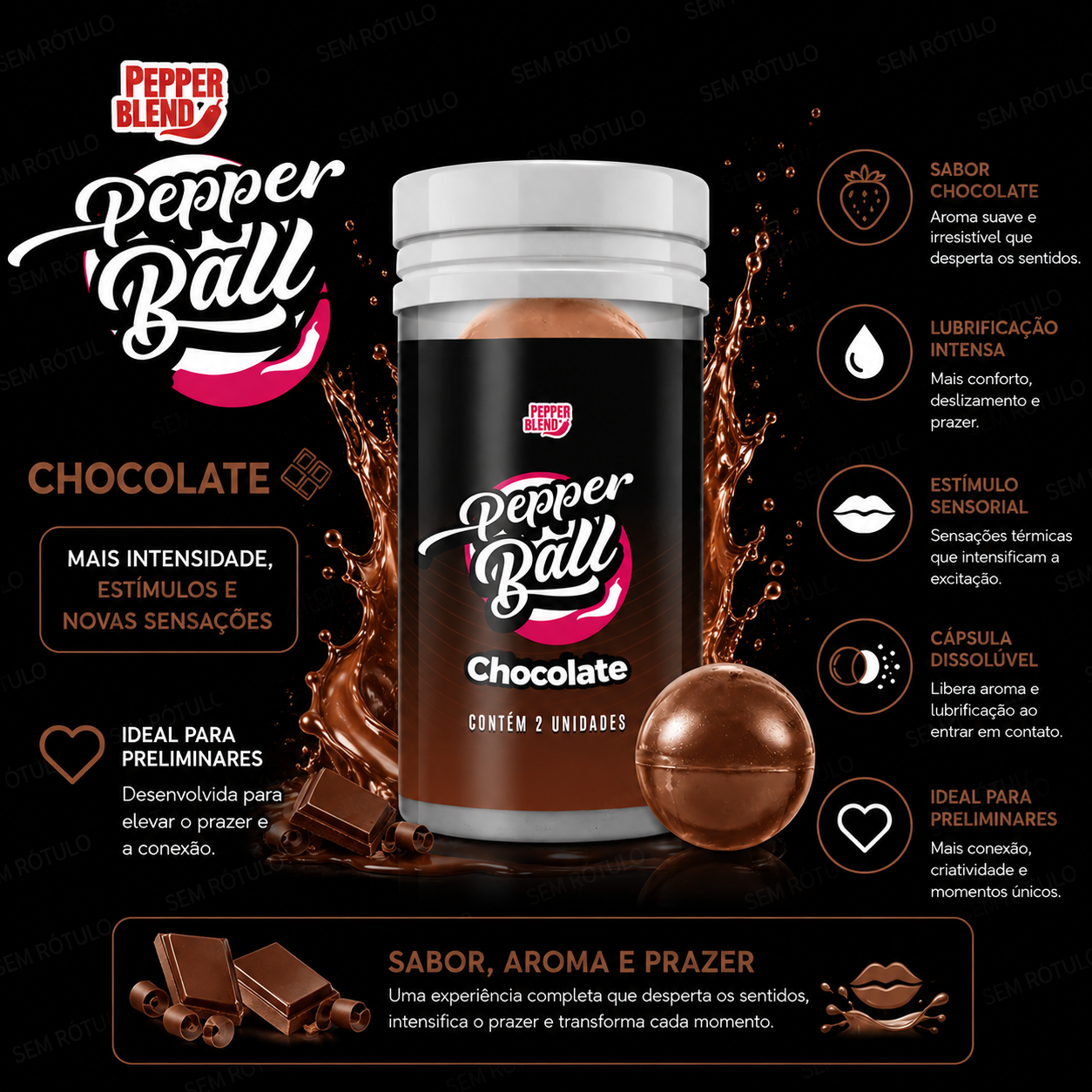 Hot Ball Excitante Chocolate - 2Un - Pepper Blend