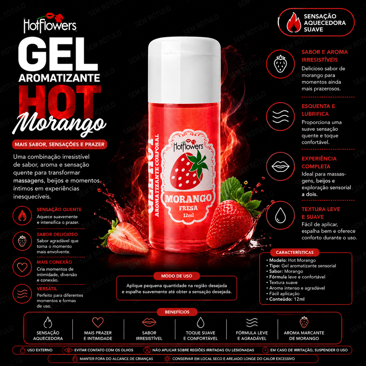 Gel Aromatizante Hot Morango – Hot Flowers