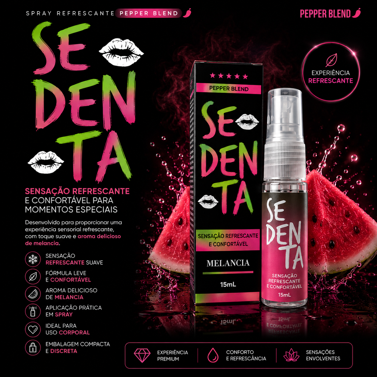 Gel Dessensibilizante Sedenta Garganta Profunda Melancia 15ml - Pepper Blend